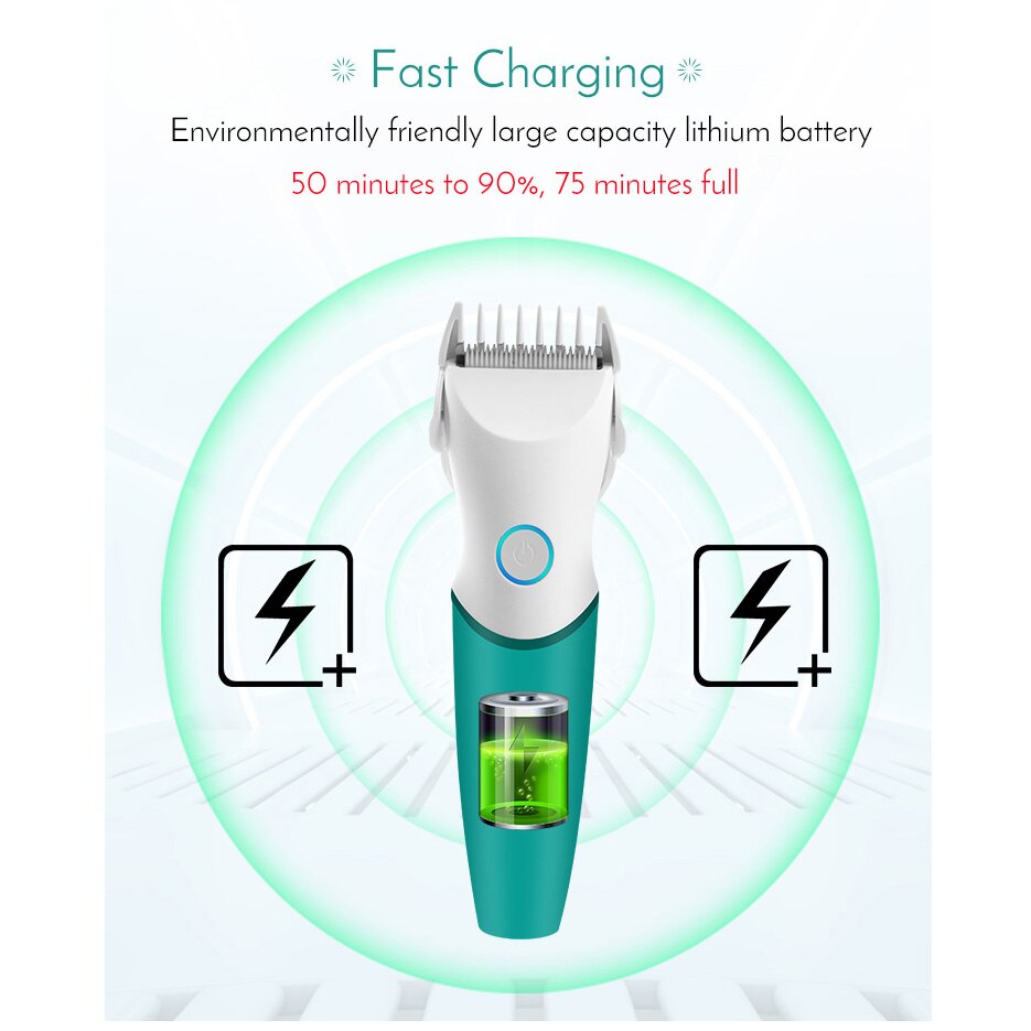 Baby Kids Hair Clipper Electric Hair Trimmer With 3 Guide Combs Echargeable Waterproof Cordless Haircut Kit For Infants