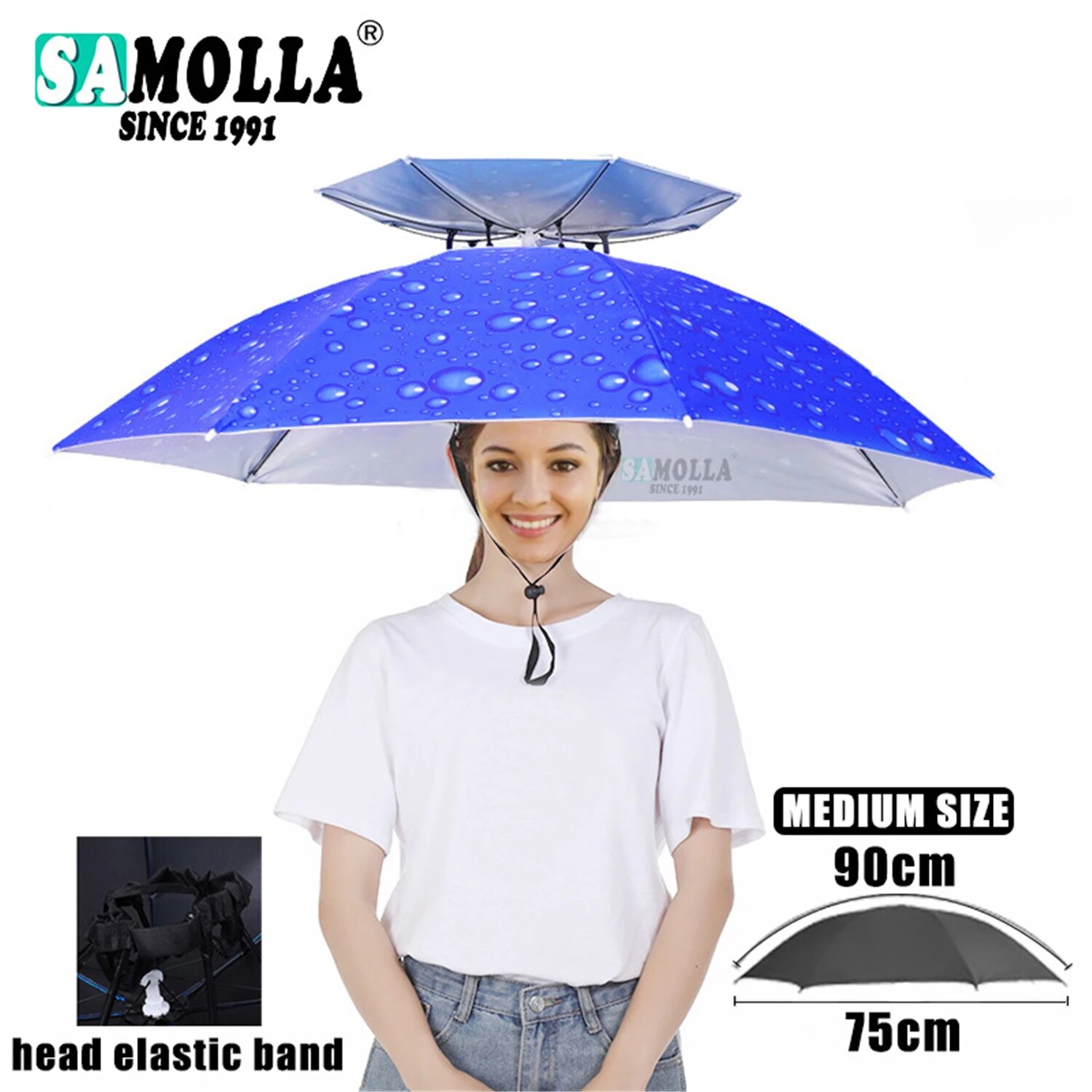 Paraguas de lluvia, sombrero plegable, parasol impermeable, gorro de pesca, sombreros para la cabeza de playa, protección solar UV de doble capa