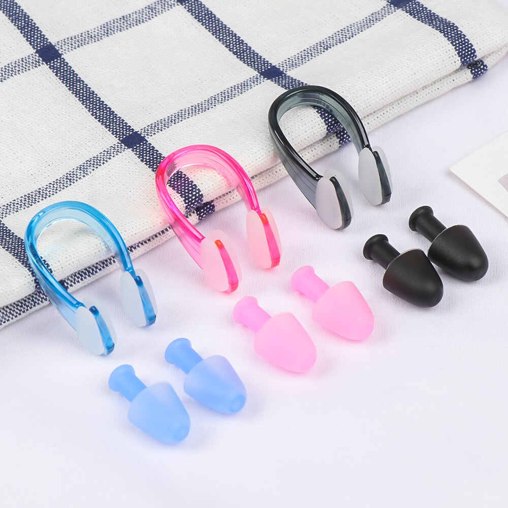 1Pc Neus Clip + 2 Stuks Ear Plug Met Opbergdoos Zachte Zwemmen Oordopjes Voorkomen Water Bescherming Ear Plug zwembad Zwemmen Dive Accessoires