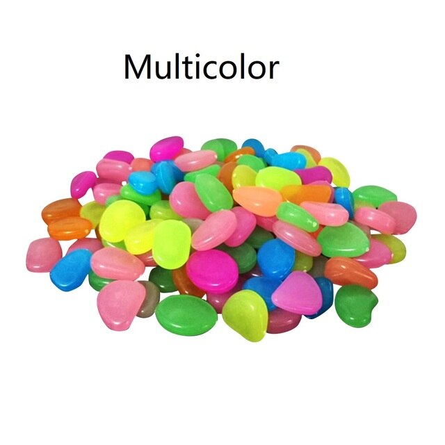 Pierre lumineuse créative phosphorescente pour aquarium, 200 pièces, galets décoratifs brillants pour Pot, plantes, ornements de jardin: Multicolor