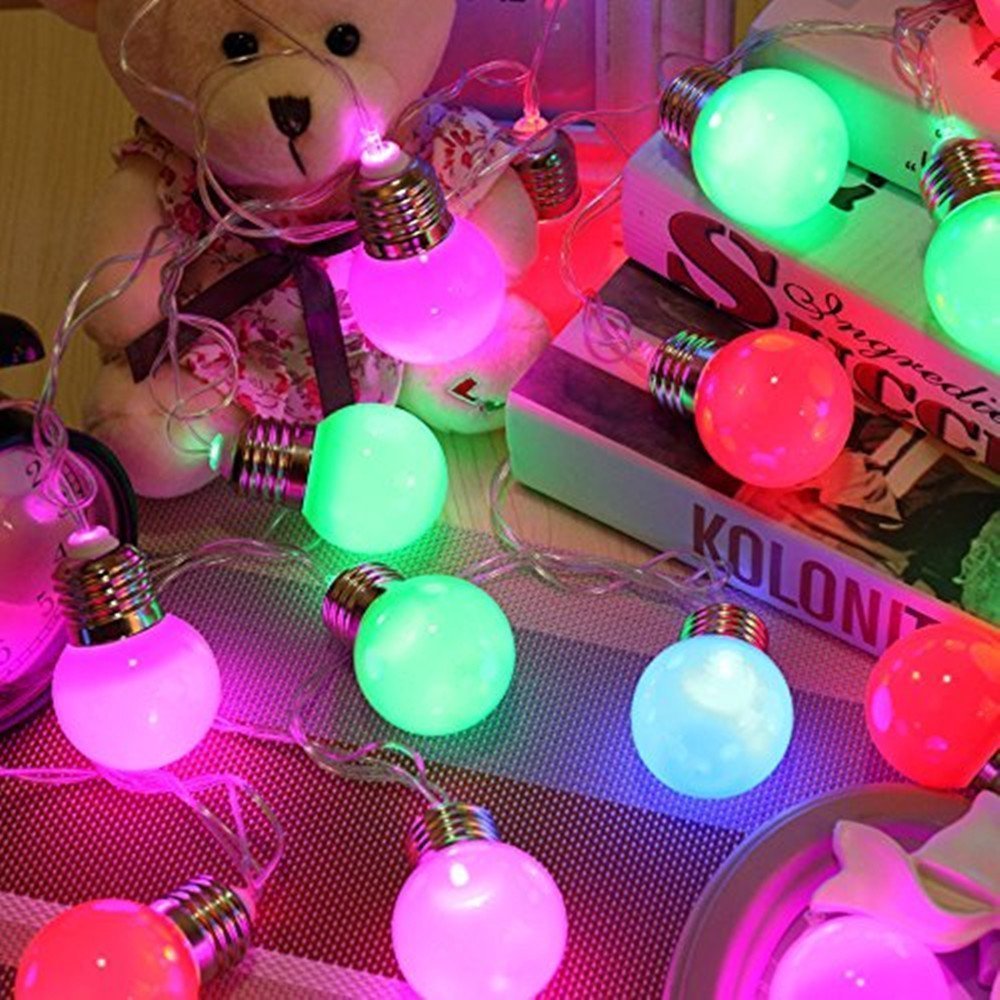 LED-Weihnachtsfee Große Glühbirne Kugelgirlande Feiertags-Lichterkette 3/6M Batteriebetriebene Dekoration für Garten / Hochzeit / Valentinstag / Weihnachten / Partydekor Neujahr 2024 Lichterkette: Blau / 0-5W / X