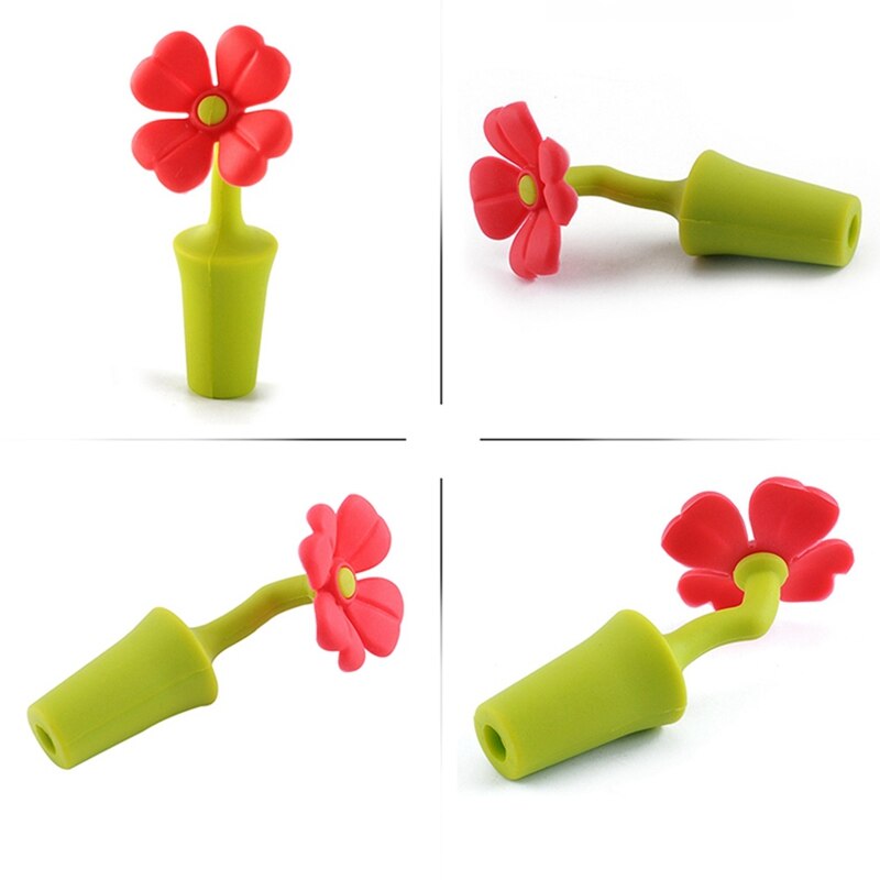 1Pc Silicone Flower Shaped Wine Stoppers Leak Wine Beer Bottle Cork Stopper Plug Wine Bottle Sealer Cap Barware Bar Kitchen Tool