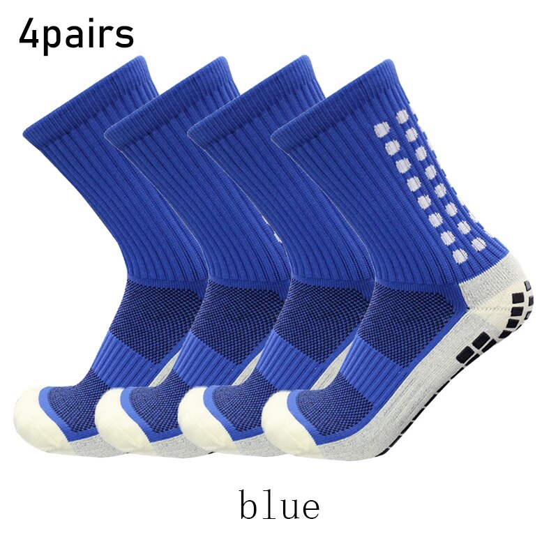 4pairs /set Football Socks Multiple Colour Suction Cup Grip Anti Slip Soccer Socks Sports Men Women Outdoor Rugby Socks: blue