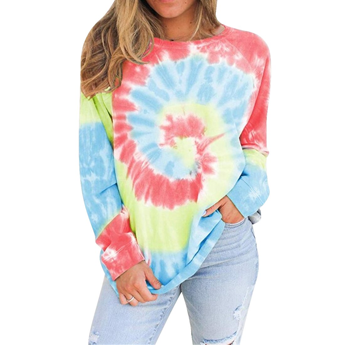 Loose Casual Women Gradient Color Print Tshirt Short Sleeve Autumn Tie-dye Print Short T-Shirts: XXL / red