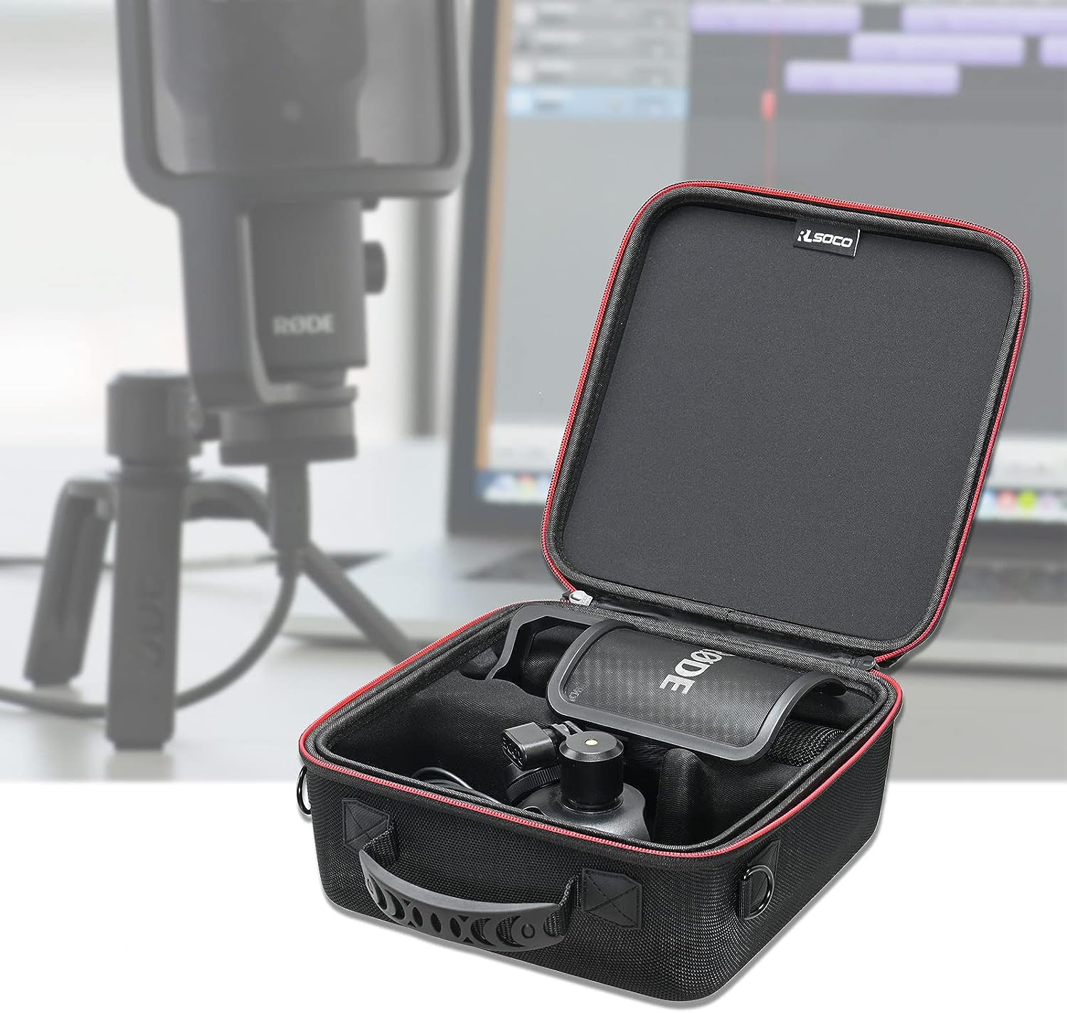 Carrying Case for Rode NT-USB/NT-USB+ Microphone, Waterproof Shockproof Storage Travel Case Bag Accessories for Rode Microphone