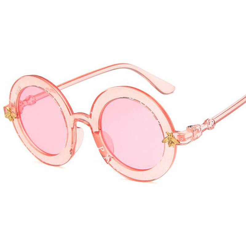 Steampunk Cartoon Kinderen Zonnebril Jongens Meisjes Luxe Vintage Kinderen Zonnebril Ronde Zonnebril Oculos Feminino Accessoires: pink frame pink