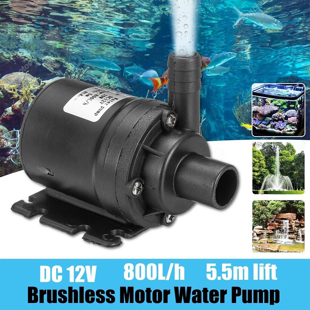 DC 12V IP68 Waterproof Electric 800L/H Circulation Ultra Quiet Stainless Steel Core Submersible Water Pump Brushless Motor Home