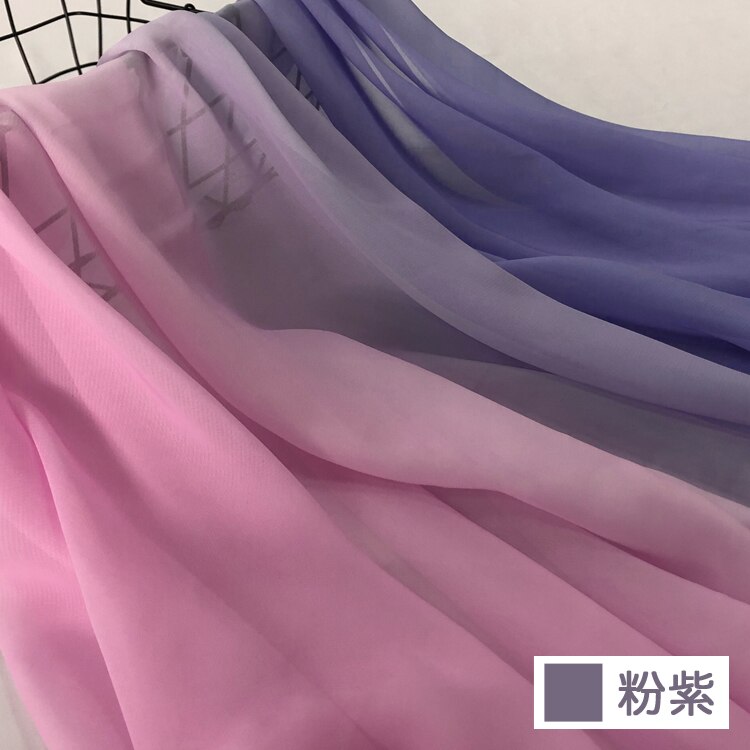 Tela de chifón suave para vestido de actuación en escenario, falda fina de 59 pulgadas de ancho, Material de bufanda Hanfu: Pink purple