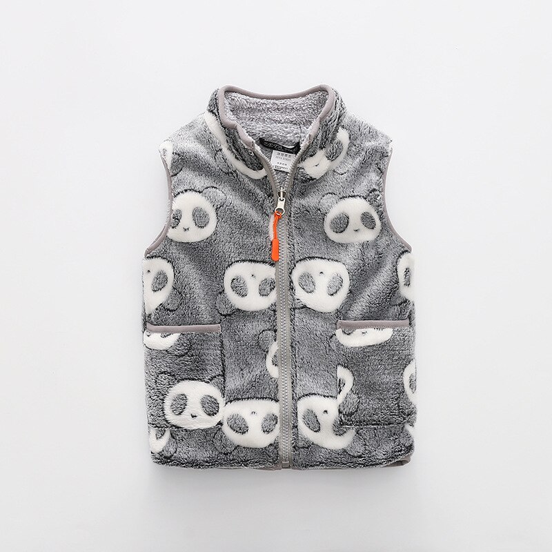 Herfst winter peuter jongens vesten 3 4 5 6 7 jaar kindervesten koreaanse cartoon print mouwloze jassen voor jongens meisjeskleding: Grijs / 4t