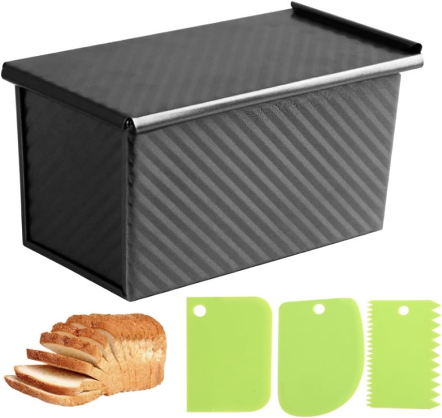 450g Premium Broodvorm met Deksel Non-stick Koolstofstaal DIY Brood Toastvorm met Deegschraper Professionele Bakkerij Bakvorm: Sky Blue
