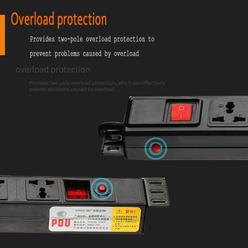 PDU Network Cabinet Rack Power Strip Distribution with Switch Surge Protection 6/8AC Universal sockets Outlet AU UK EU Plug