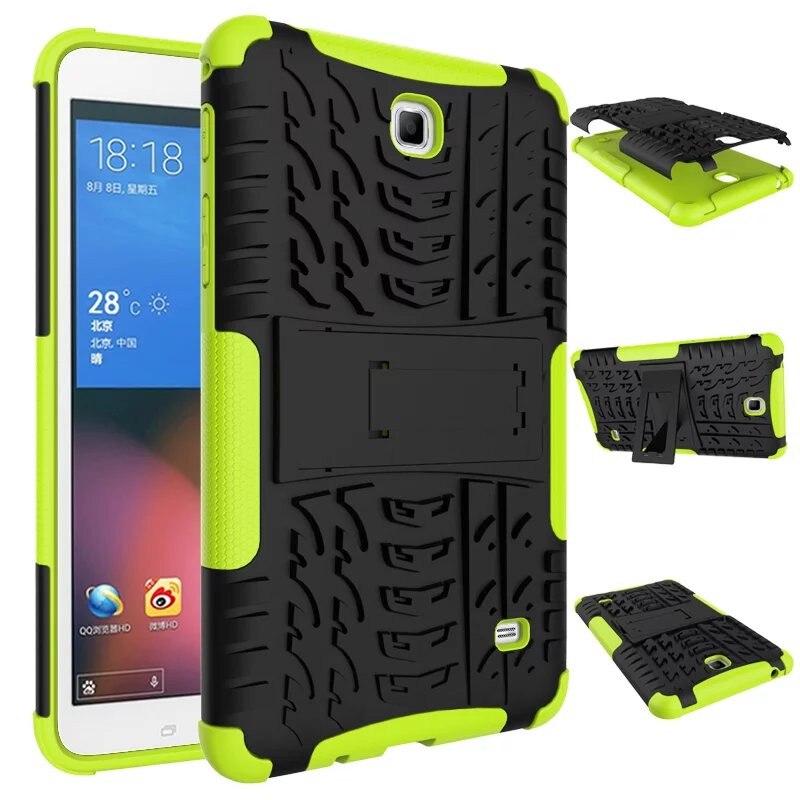 Funda de silicona para tableta Samsung Galaxy Tab 4 7,0, carcasa trasera de doble armadura con soporte, TPU + PC, T230, T231, T235, SM-T230, 7 pulgadas: Light Green