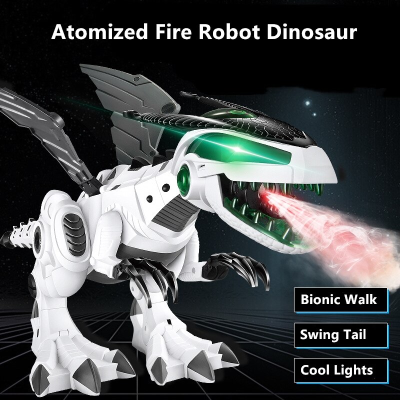 Simulación de prototipo de atomización dinosaurio Robot Múltiples articulaciones móviles Bionic caminar luz LED bonita ala cola realista juguete de los niños
