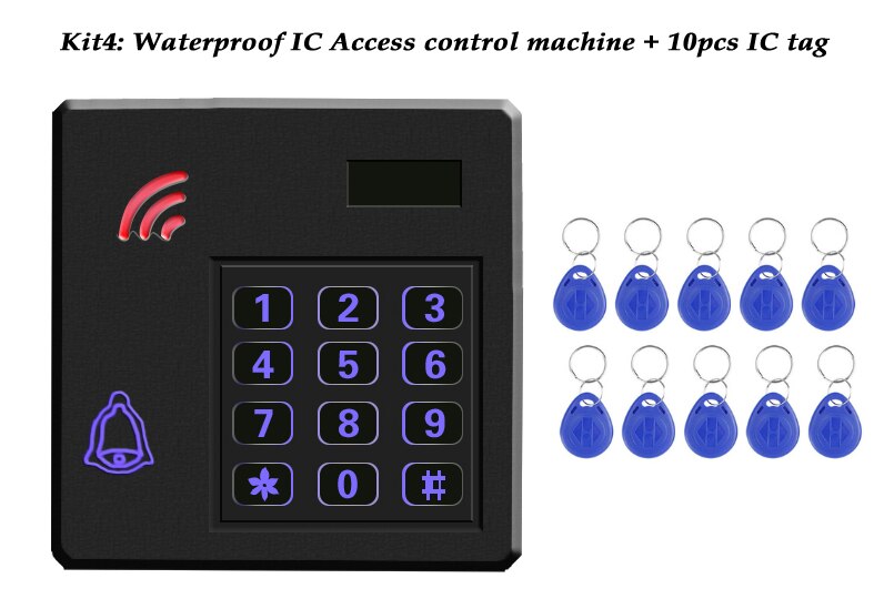 12V Waterproof Standalone Access control Device Machine Building Automation Door Access Entry Control System 125KHz 13.56Mhz: Kit4