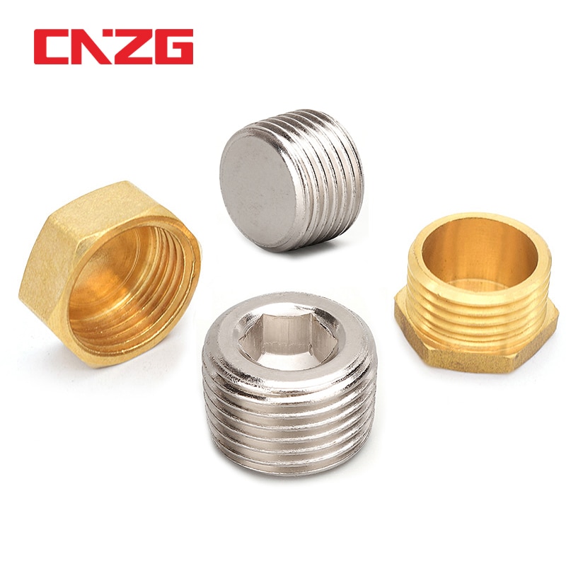 Kupfer 1/8 &quot;1/4&quot; 3/8 &quot;1/2&quot; 3/4 &quot;Außengewinde Durcheinander Rohr verhexen Kopf Ende Kappe Stecker passend zu Koppler Stecker Adapter