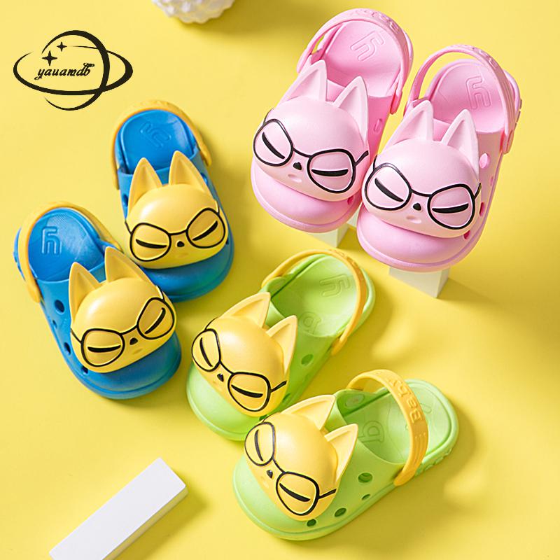 YAUAMDB kids mules & clogs summer boys girls flat sandals cartoon breathable baby soft bottom toddler children beach shoes ly25