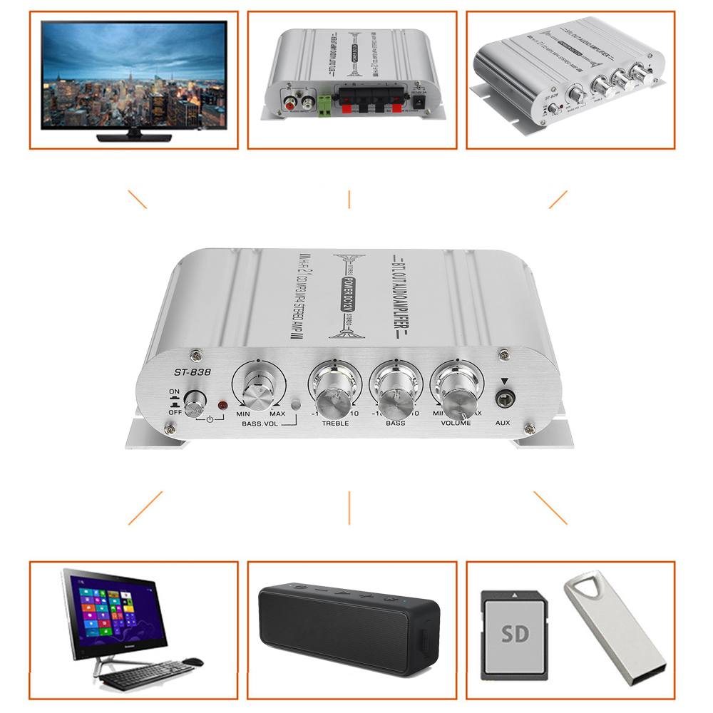 12V3A 400W 3 Channel Power Amplifier Hi-Fi Stereo Speakers Amplifier Audio Sound Home Theater Amplifier Super Bass Support