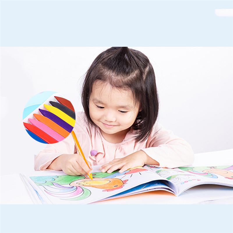 1 Set 12 Colors Cartoon Crayon Cute Triangle Crayon Pen Portable Crayon Painting Colour Pen for Kids