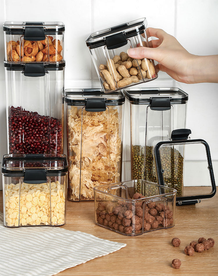 Transparent Sealed Jar Airtight Food Storage Containers Kitchen Organizer Storage Box for Spices grains beans Tank Bottle