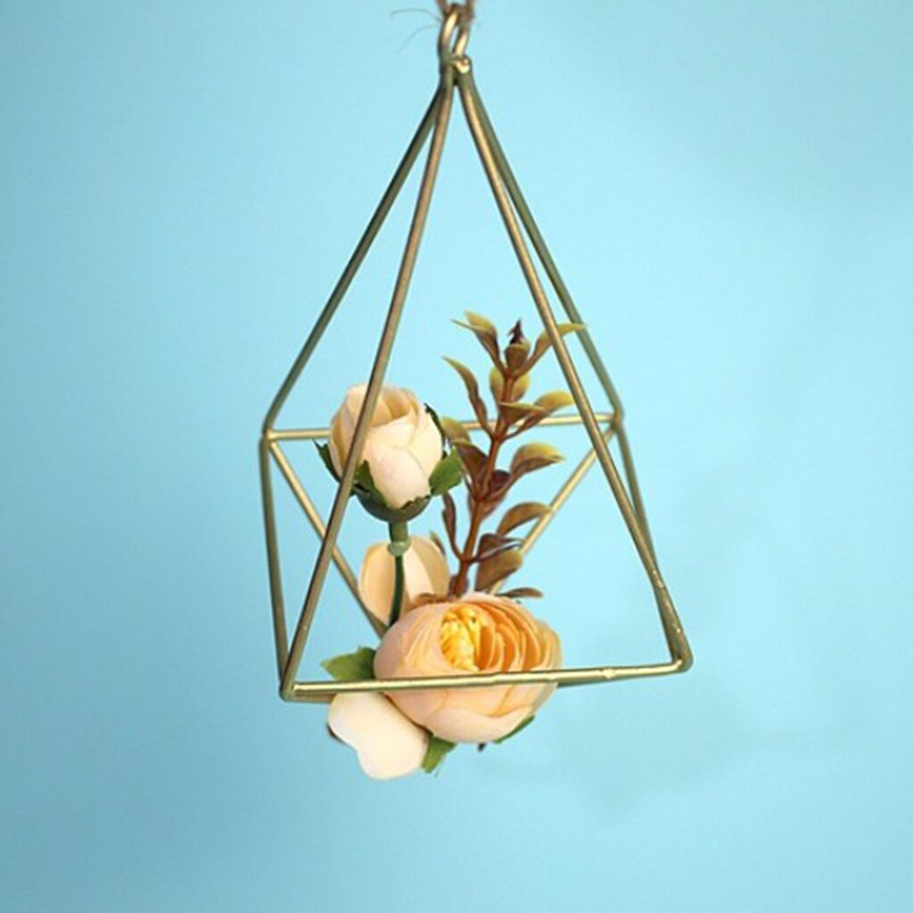 Wrought Iron Air Plants Flower Pot Holder Geometric Diamond Shaped Wall Hanging Decor Flower Basket