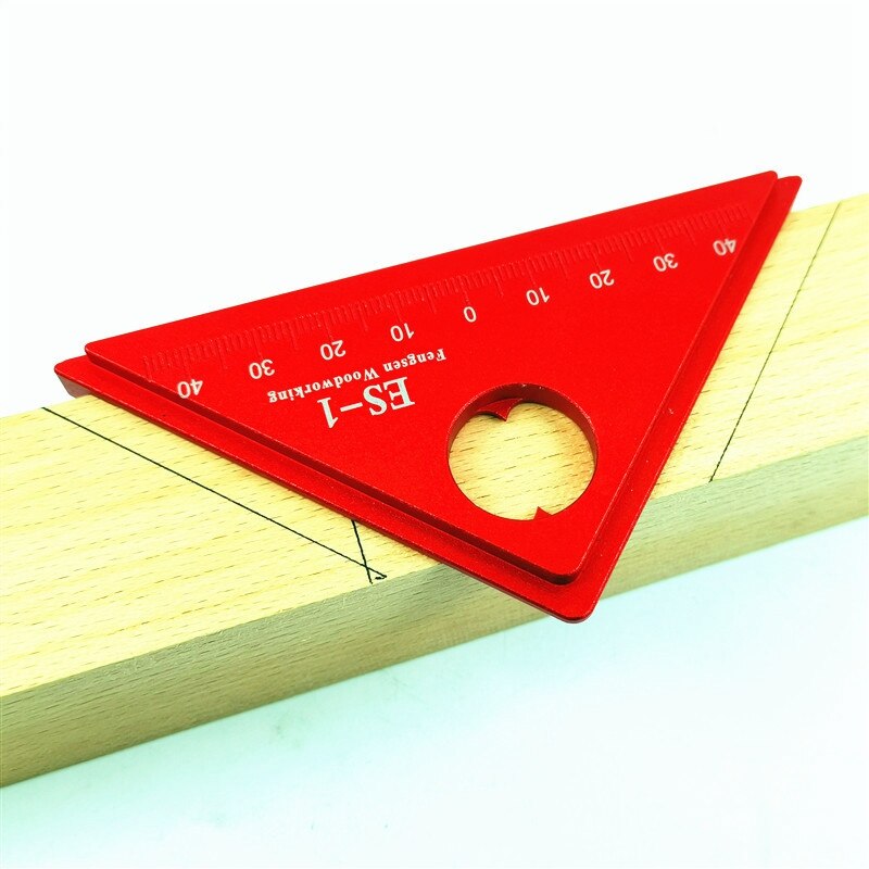 Aluminum Ruler Triple-cornered Ruler 45 Degree Right Angle Gauge Woodworking Carpenter Tools