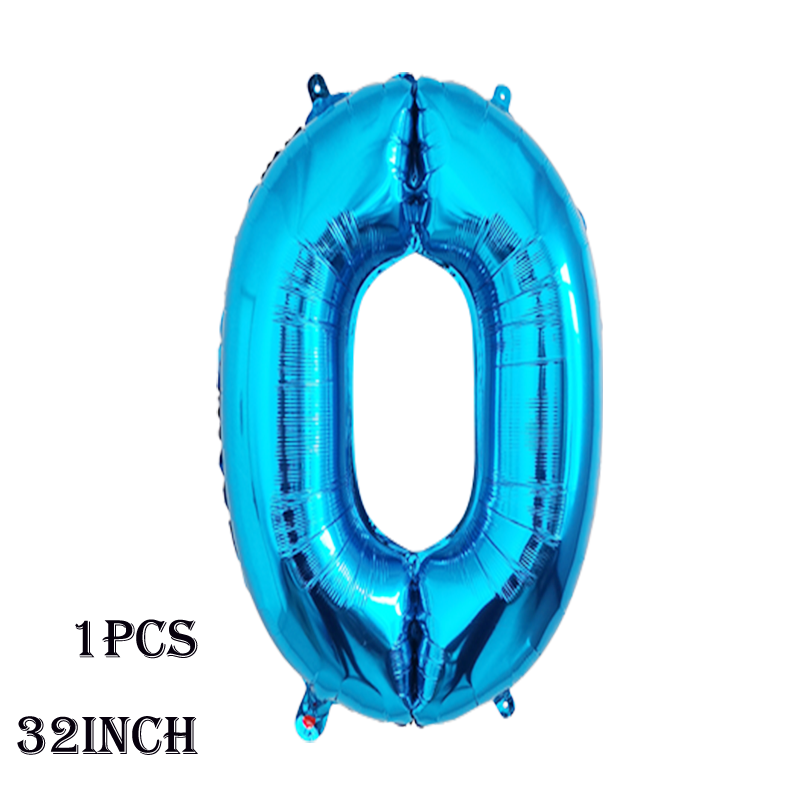 32 pulgadas 1 Uds globo de aluminio número 0 1 2 3 4 5 6 7 8 9 niños niñas de cumpleaños globos azul profundo suministro de