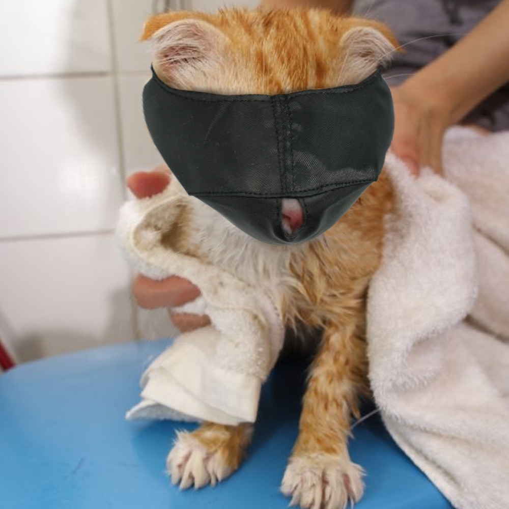Bozal de nailon para gatos, máscara de protección para el baño, herramienta de viaje para gatitos, ligeros y prácticos de baño bozales, suministros para el aseo antimordidas de gatos