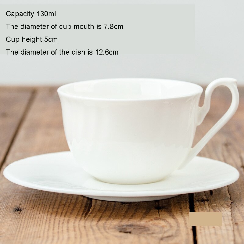 Tasse à café en porcelaine en céramique, os blanc pur, tasses de Latte nordique simples, fantaisie créative, thé de l'après-midi, café, tasse et soucoupe, cuillère: 130ml 7.8cm diameter