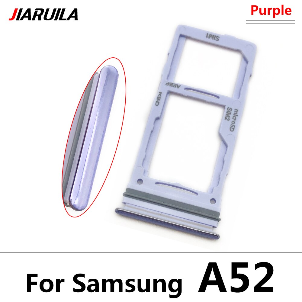 Emplacement pour carte SIM, pour Samsung Galaxy A32 4G A52 A72, remplacement de remplacement, support de carte SD, adaptateur + broche: A52 Purple