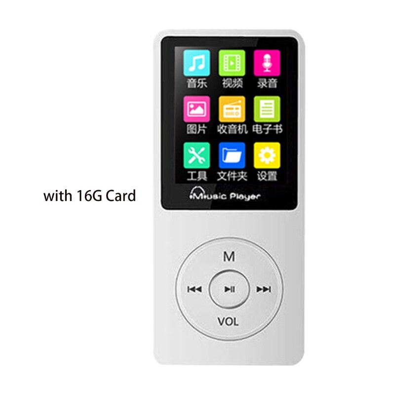Tragbarer mp3- player-mediaplayer mit 60 stunden wiedergabezeit und 2 stunden ladezeit (usb-stromversorgung), unterstützt bis zu  to 128gb t-flash-karten.
