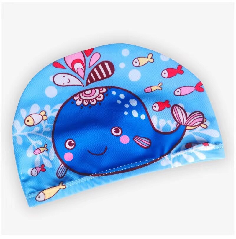 Children&#39;s Swimming Cap Elastic Fabric Cute Cartoon for Long Hair Lovely Kids Protect Ears Swim Pool Hat for Boys Girls Swim