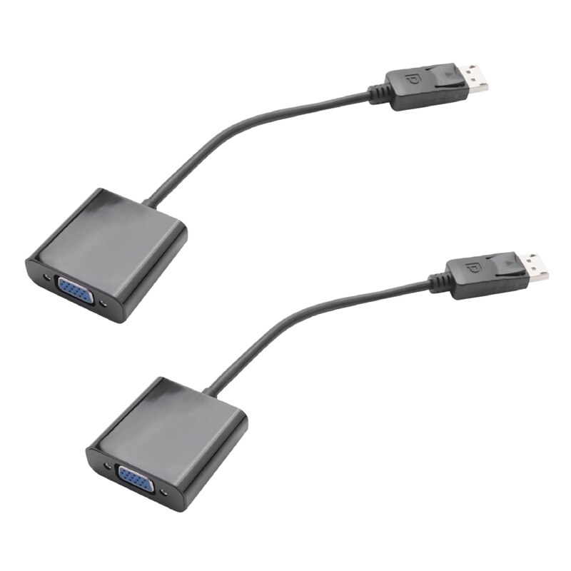 RISE-2X Displayport DP Male To VGA Female Adapter Display Port Cable Converter Black: Default Title