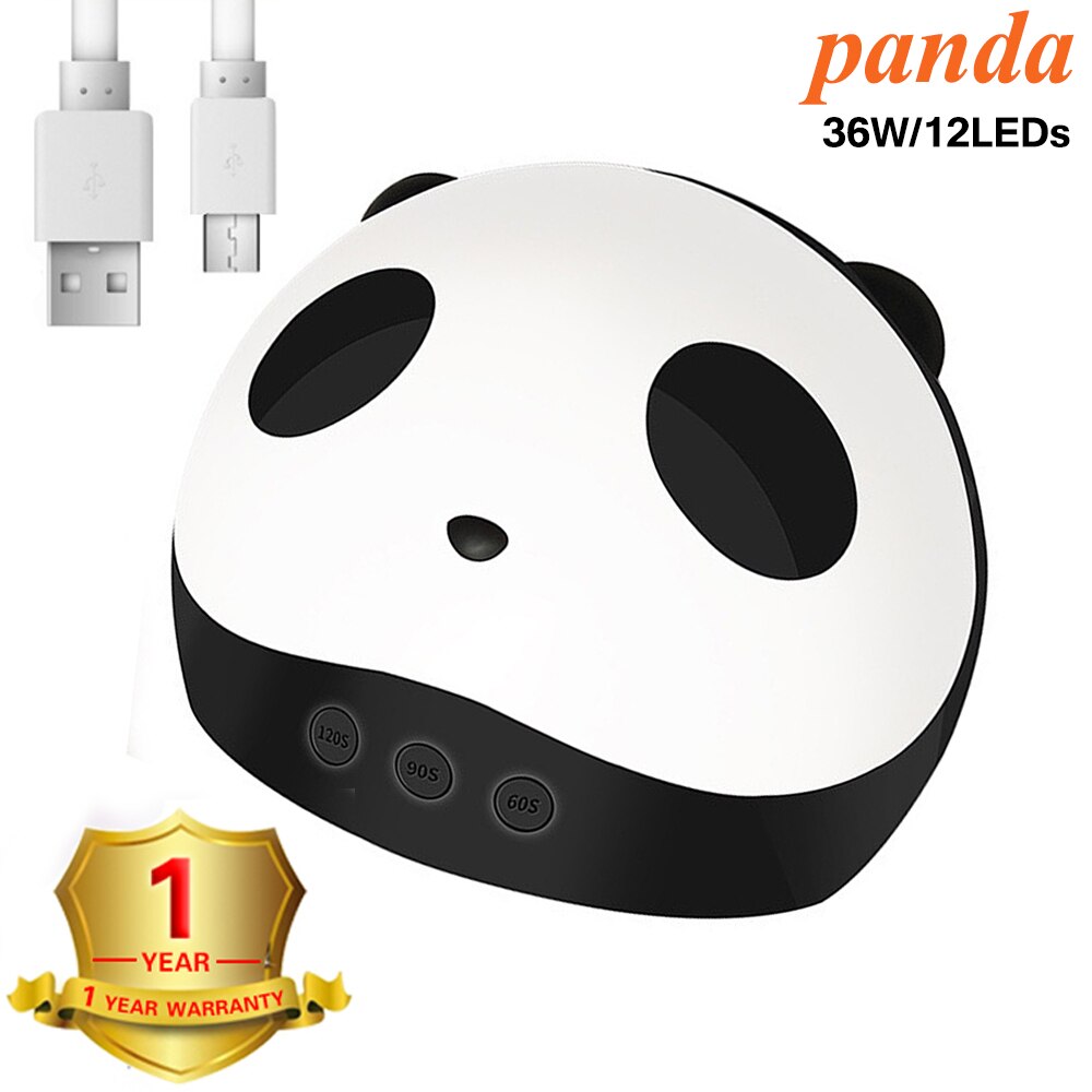 Lámpara UV 90 W lámpara LED híbrida sol X7plus para manicura LCD pantalla secado todas las geles esmalte de uñas arte de uñas herramientas uf led Gel lámpara de uñas: panda-36W-12LEDs