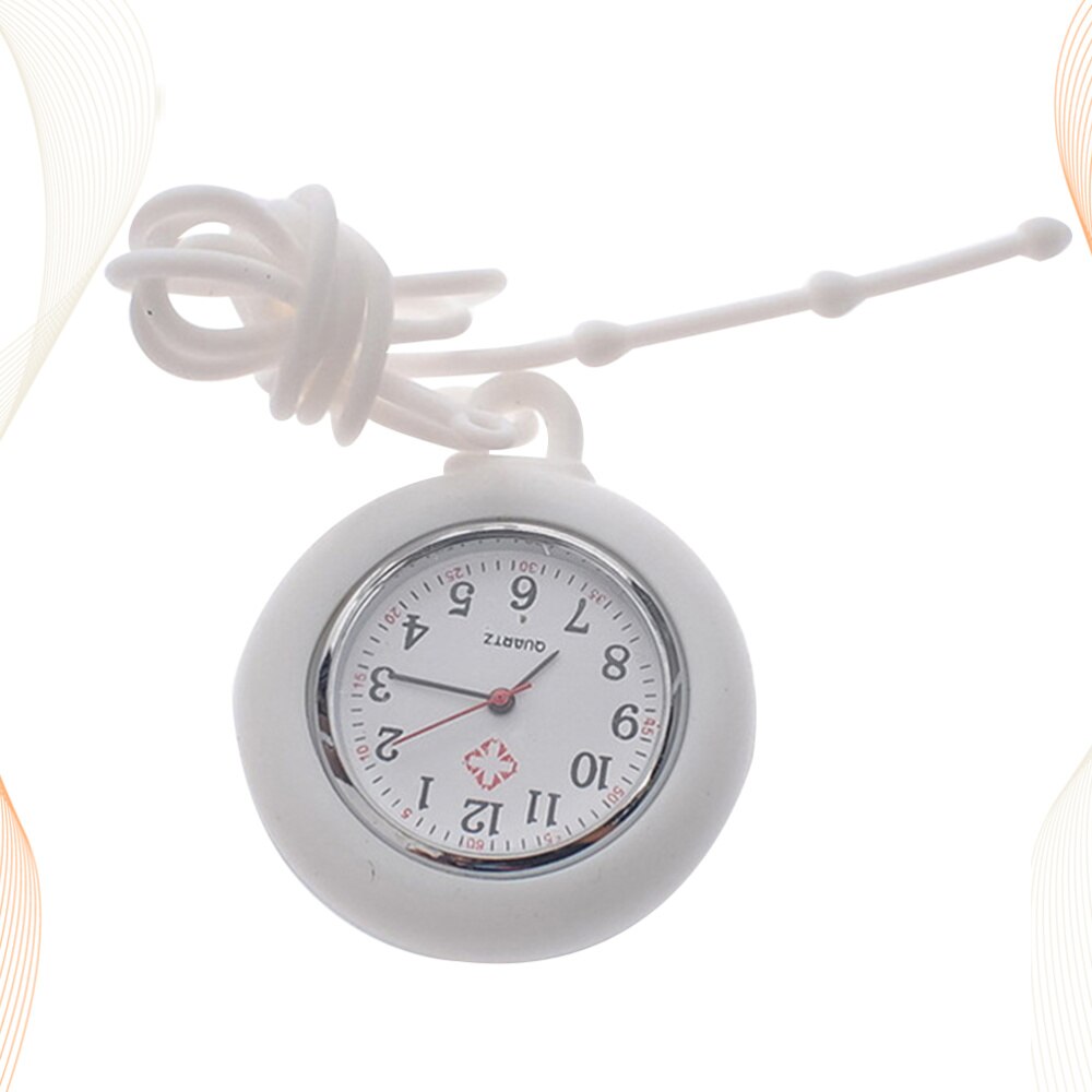 1pc enfermeira relógio redondo silicone enfermeira bolso pendurado relógio presente relógio (branco)