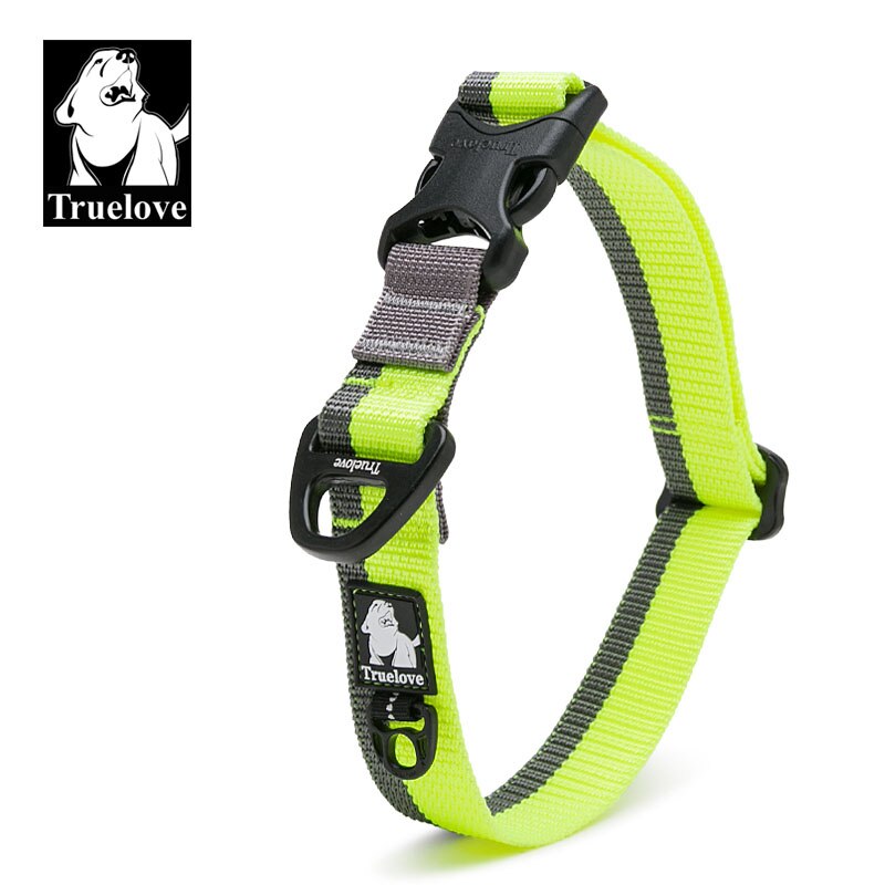 Truelove nylon säädettävät koiran kaulapannat isoille pienille koirille pehmeä lemmikin kaulapanta koirille ulkomatka kävely lenkkeily koiratarvikkeet: Neon keltainen / L 51-66cm niska