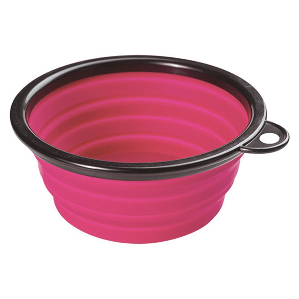 1 Uds 6 color plegable borde negro y el gato recipiente para mascotas beber tazón alimentación tazón de plástico al aire libre viajes colgar para comida: Pink