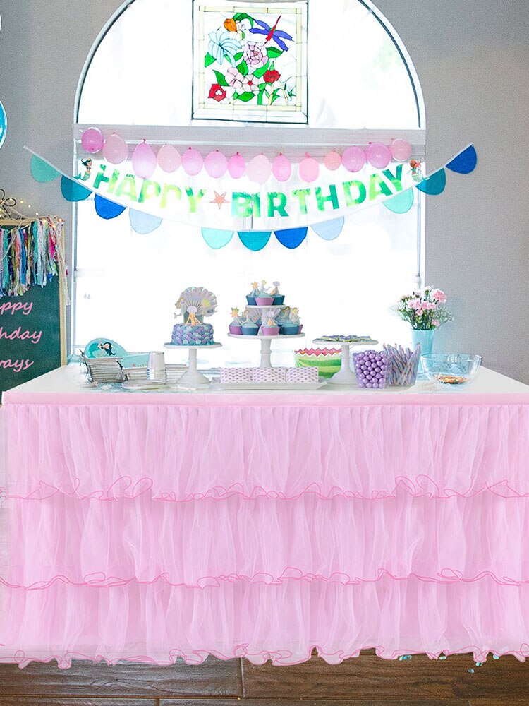 Wedding Party Tutu Tulle Table Skirt Cover Tableware Cloth Baby Shower Party Home Decor Table Skirting Birthday Party Decoration