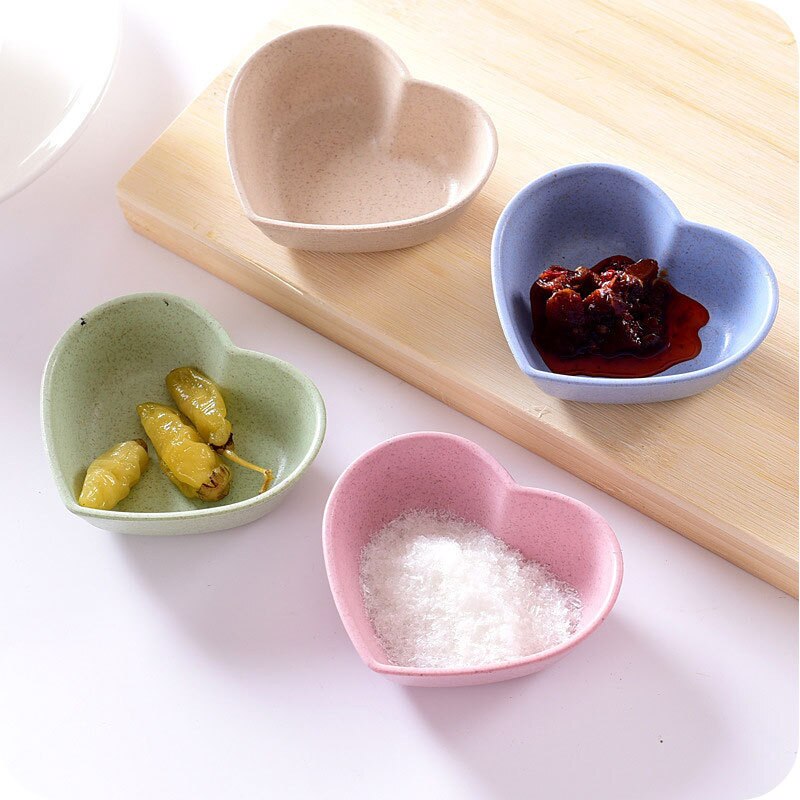 Seasoning Dish Flower Heart Round Shape Snack Plate for Sugar, Soy Sauce, Vinegar and Almost All Kinds of Seasoning Pink Flower