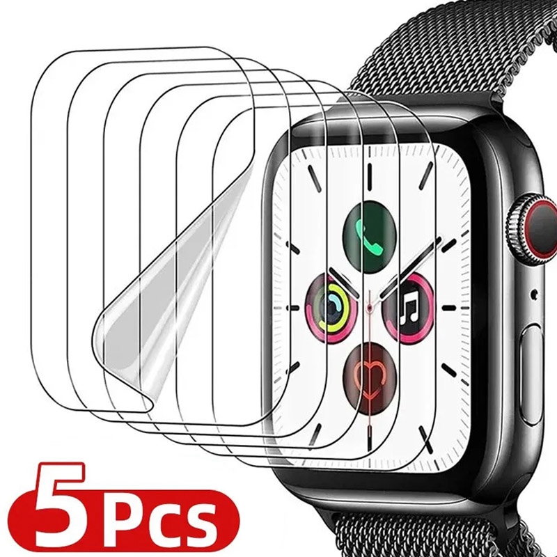 Película de hidrogel para Apple Watch Ultra 2, Protector de pantalla de 49mm para iWatch Series 9, 8, 7, 6 SE, 45mm, 41mm, 44mm, 38mm, 40mm y 42mm, 5 uds.