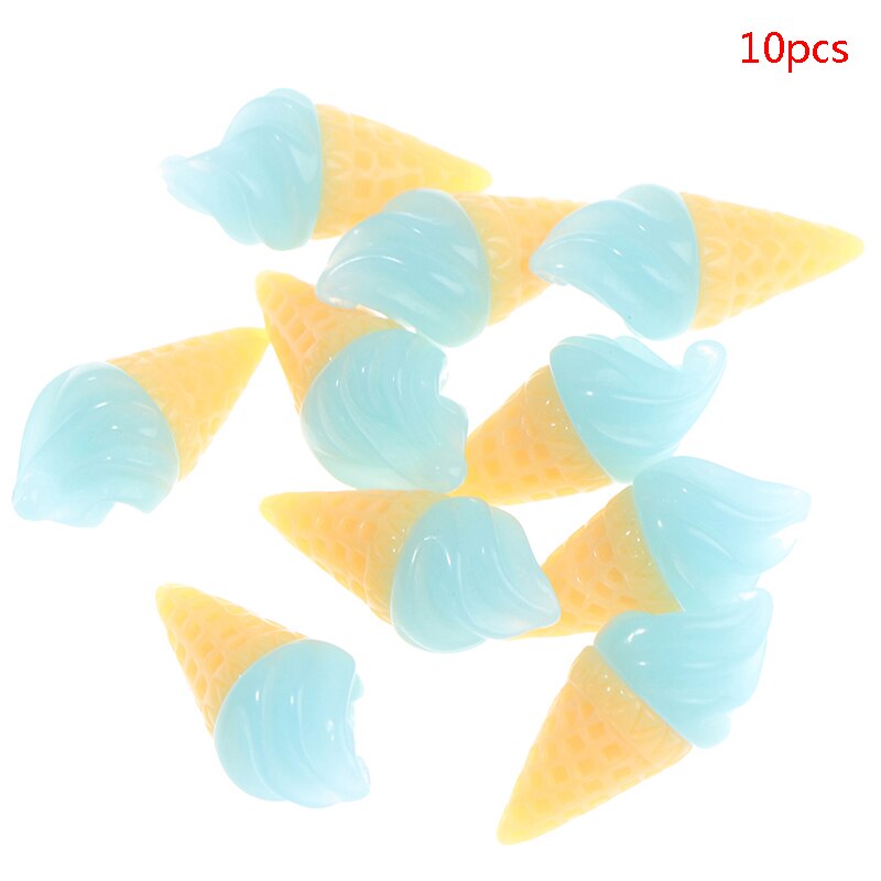 10 Uds. De conos de helado de resina en miniatura, suministros DIY, accesorios, juguetes para juego de imitación: BL