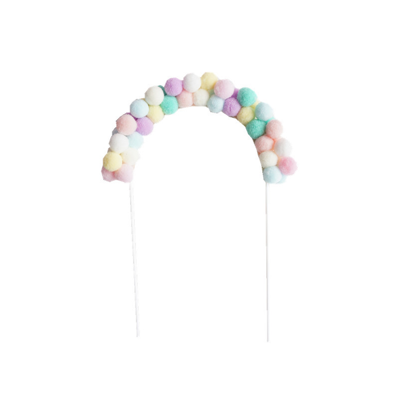 Banderas coloridas para decoración de tartas, bola peluda, adornos para magdalenas de boda y cumpleaños, decoración para tarta para de bienvenida al bebé, bricolaje