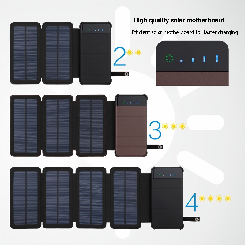 Klapp 30000mAh Solar- Energie Bank Ladegerät Solar- Tafel Sunpower Batterie Solar- Celles Freien Externe Solar- Batterie Pack