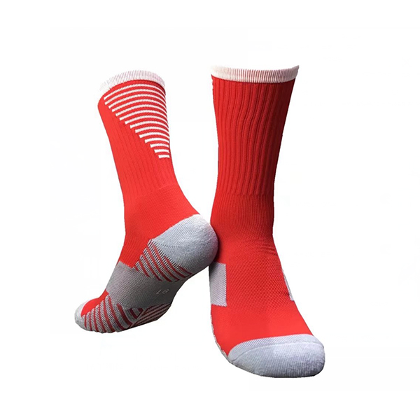 Voksen fotball sokker anti slip herre sports fotball sokker 18 pustende strømper utendørs trening absorberer svette: Rød