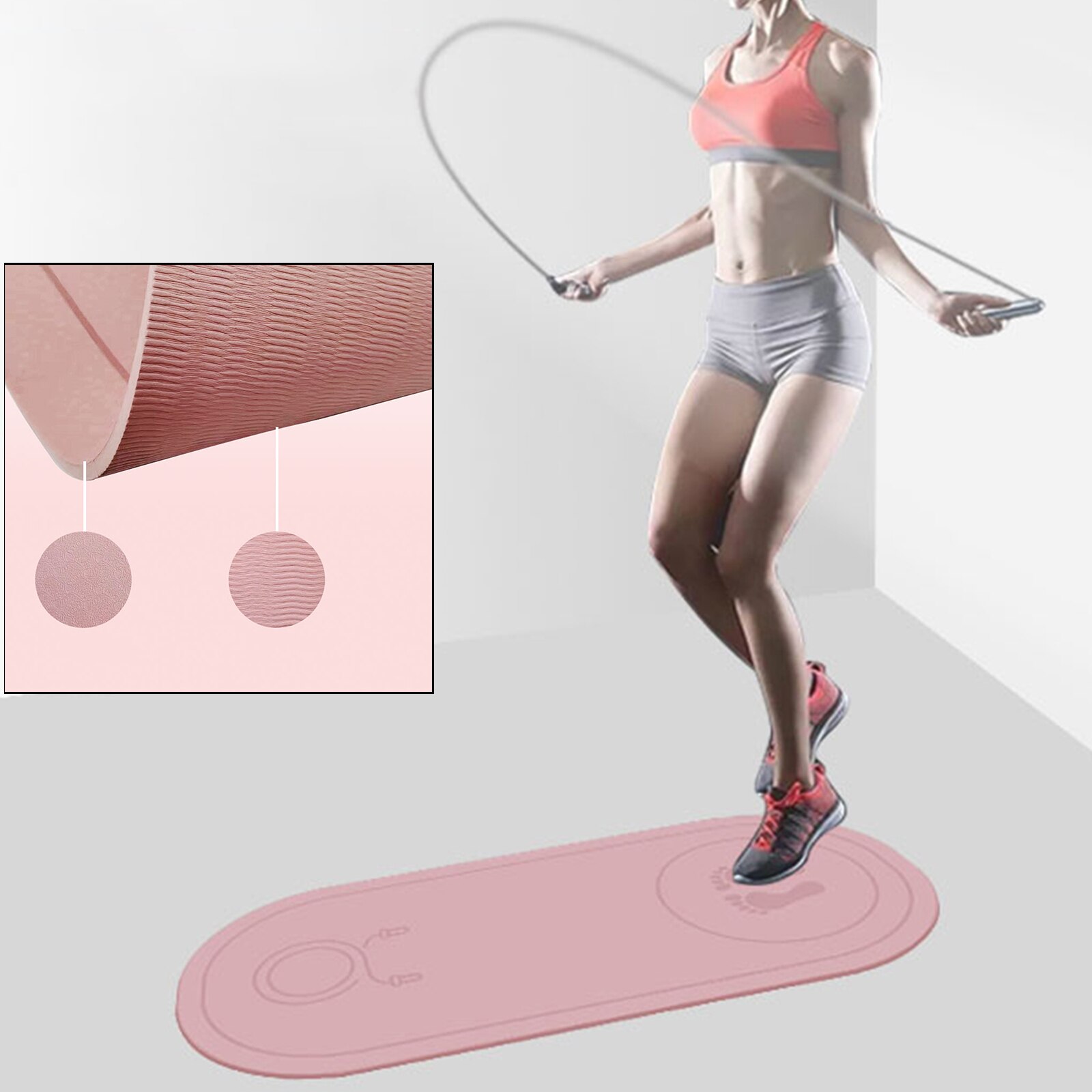 Non- Yoga Mat High Density Fitness Workouts Stretching Aerobics Rope Skipping Sports Exercise Pads Fitness Cushion: 8mm pink
