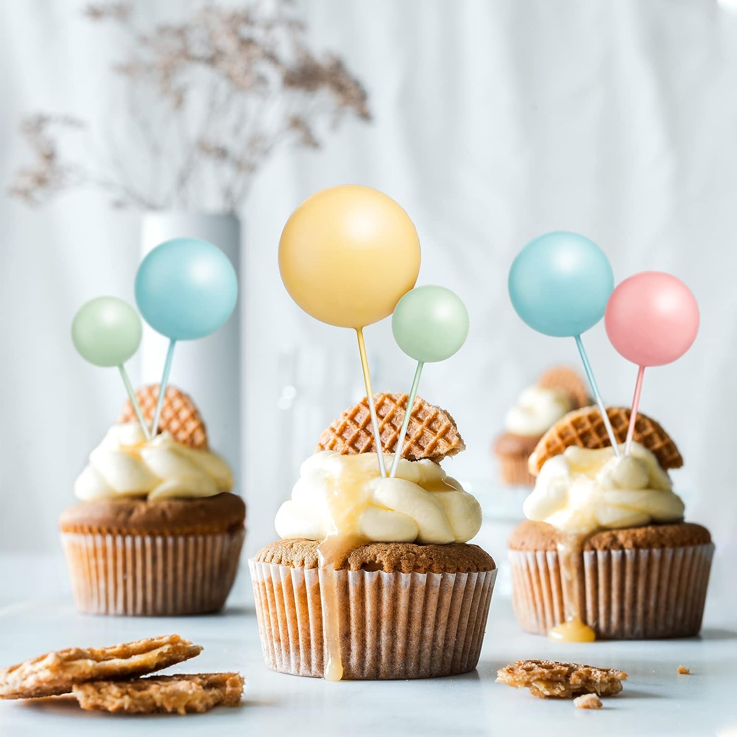 20 stuks Ballen Cake Toppers Goud Zilver Bal Gelukkige Verjaardag Cake Topper DIY Cupcake Topper voor Taart Decoraties Baby Douche Bruiloft