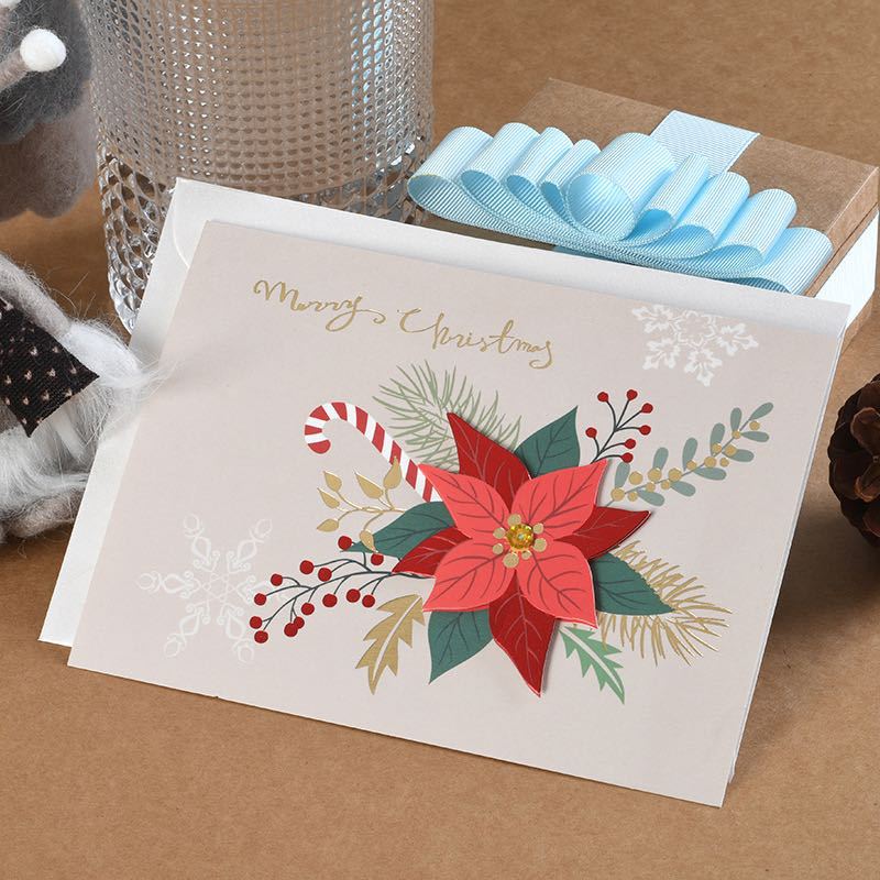 Vintage kraftpapier Hollow out Kerst bericht met envelop Kerstmis Nieuwjaar zegen groet dank card c