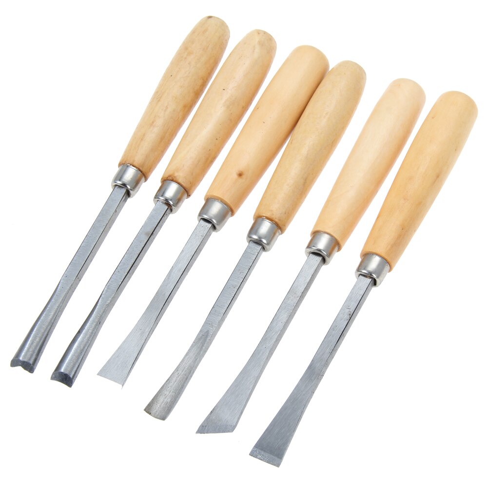 6Pcs Woodworking Carving Chisel Set DIY Manual Gouge Carve Blade Sculpture Woodwork Craft Cutter Tool for Woodworker Carpenter