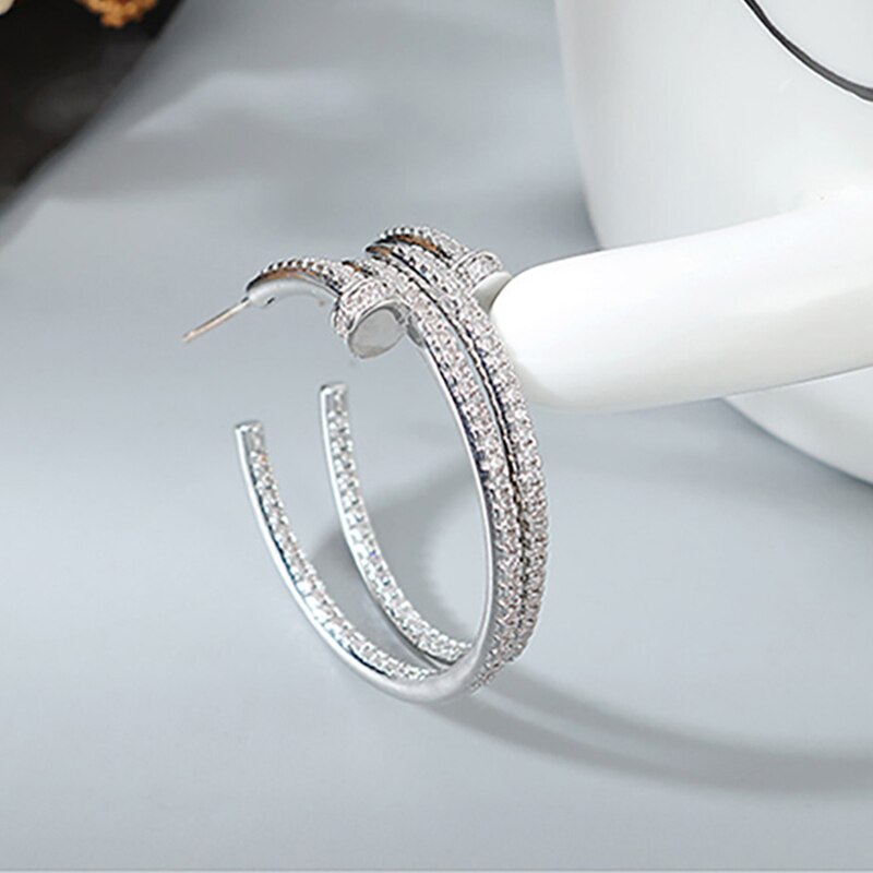 Sipengjel Mode Geometrische Creatieve Grote Nail Ronde Oorbellen Punk Eenvoudige Cirkel Stud Oorbellen Voor Vrouwen Meisjes Sieraden