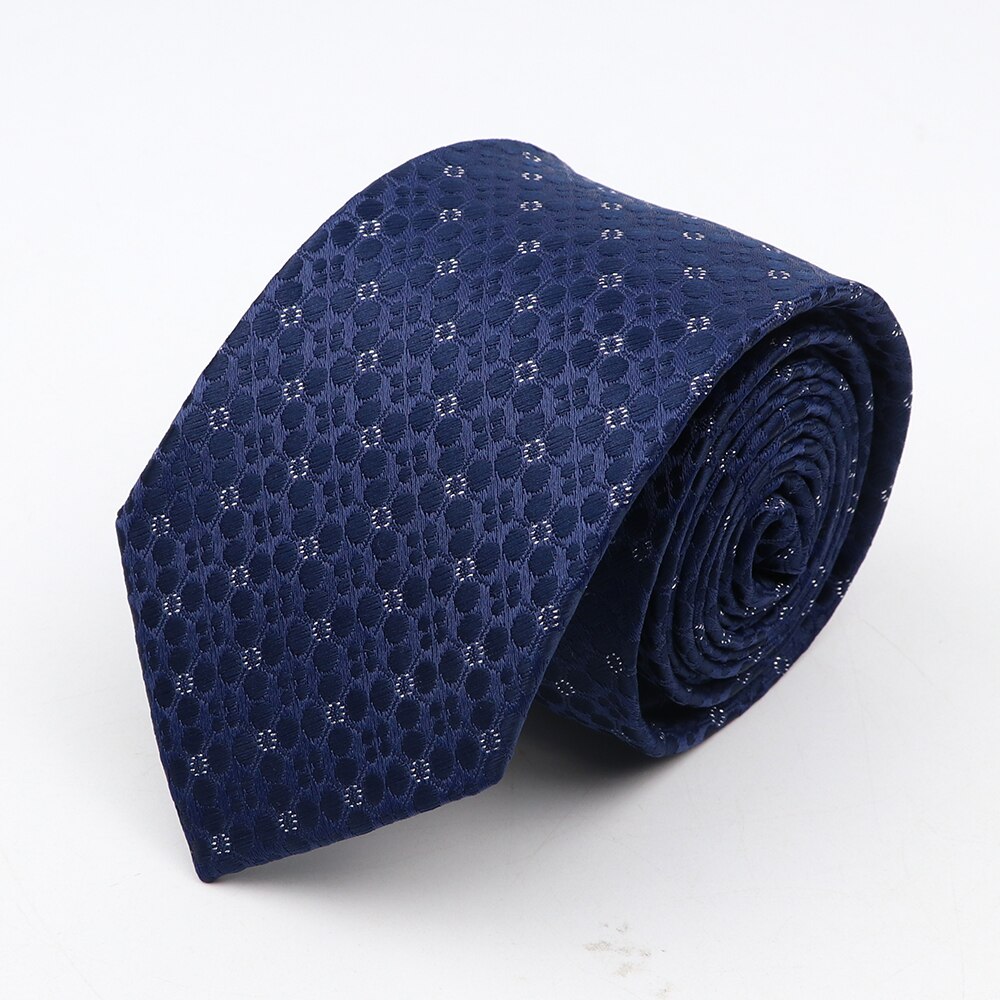 classique strié point cravates pour hommes Jacquard 7 cm Polyester cravate étroite maigre mariage marié affaires cravate costume chemise