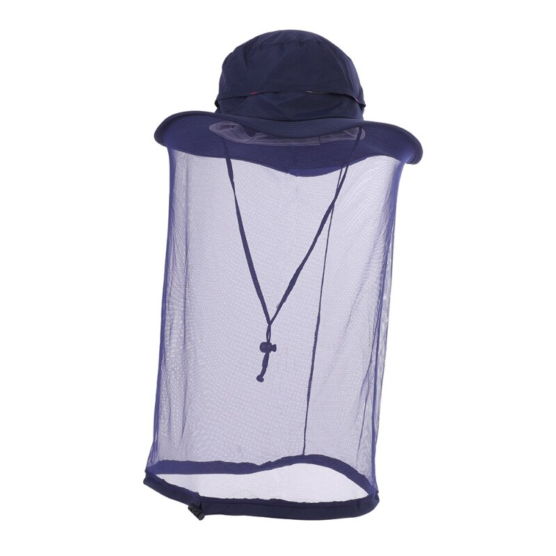 Outdoor Vissen Cap Midge Mosquito Insect Hoed Vissen Hoed Bug Mesh Head Netto Gezicht Protector Travel Camping Cap Hoeden: Blauw